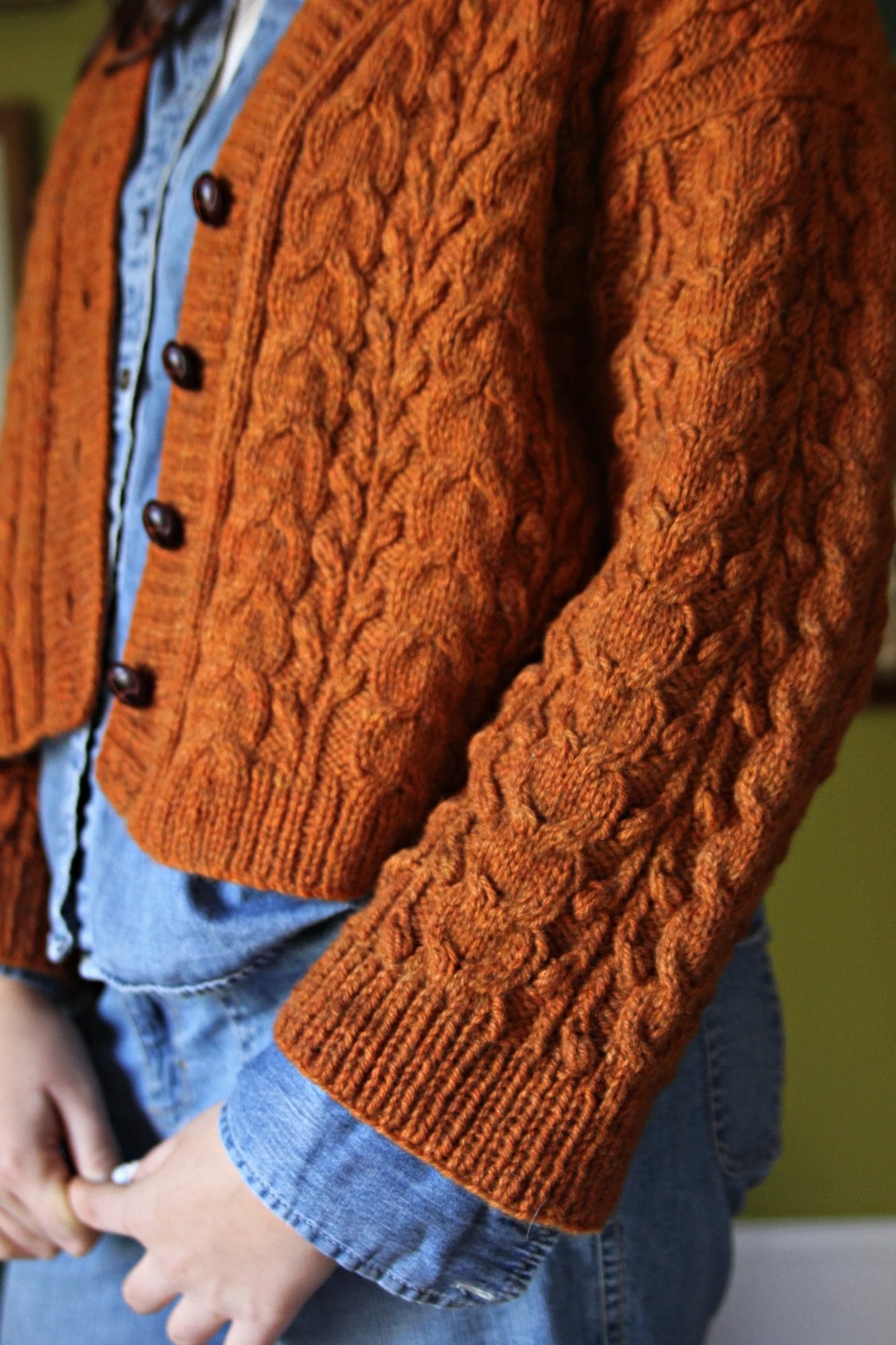Smoked Orange Cable Cardigan
