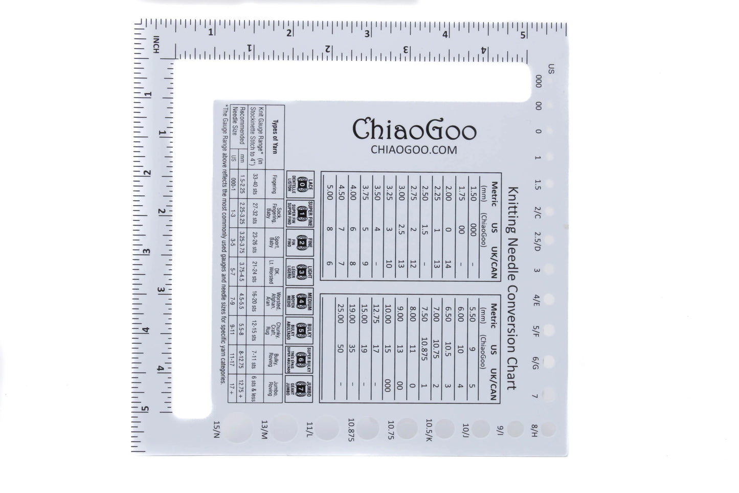 ChiaoGoo Needle/Swatch Gauge Large