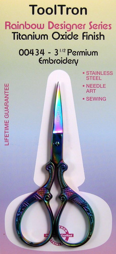 3.5" Embroidery Scissors - Rainbow Titanium