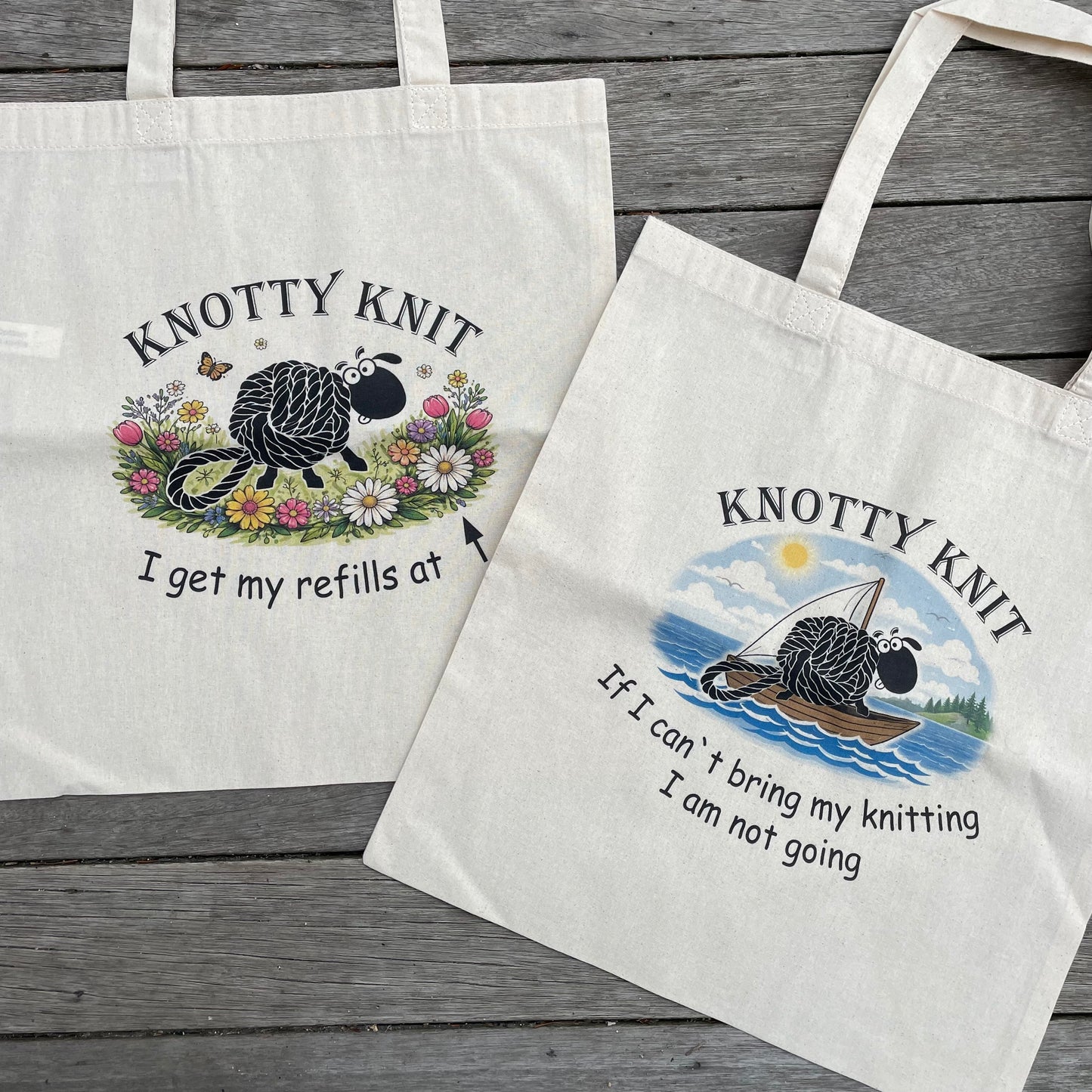 Knotty Knit Cotton Knitting Tote