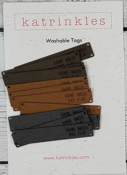 Wash Instruction Fold Over Tags - Faux Suede