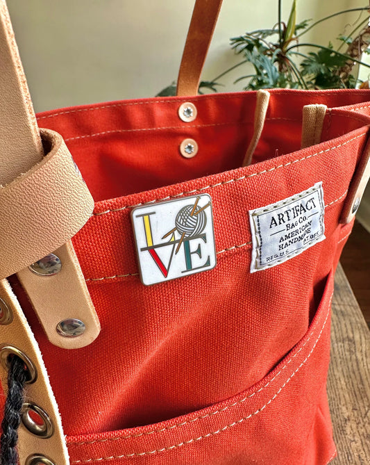 Enamel Love Knitting Pin