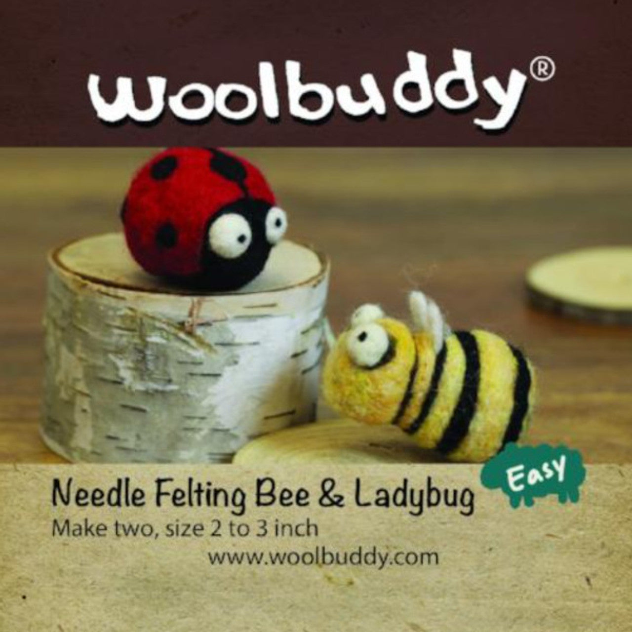 Woolbuddy Needle Felting Kit, Felt Animal Kit, Handmade, Felting Wool with  2 Felting Needles and Instruction (Bee and Ladybug Kit)